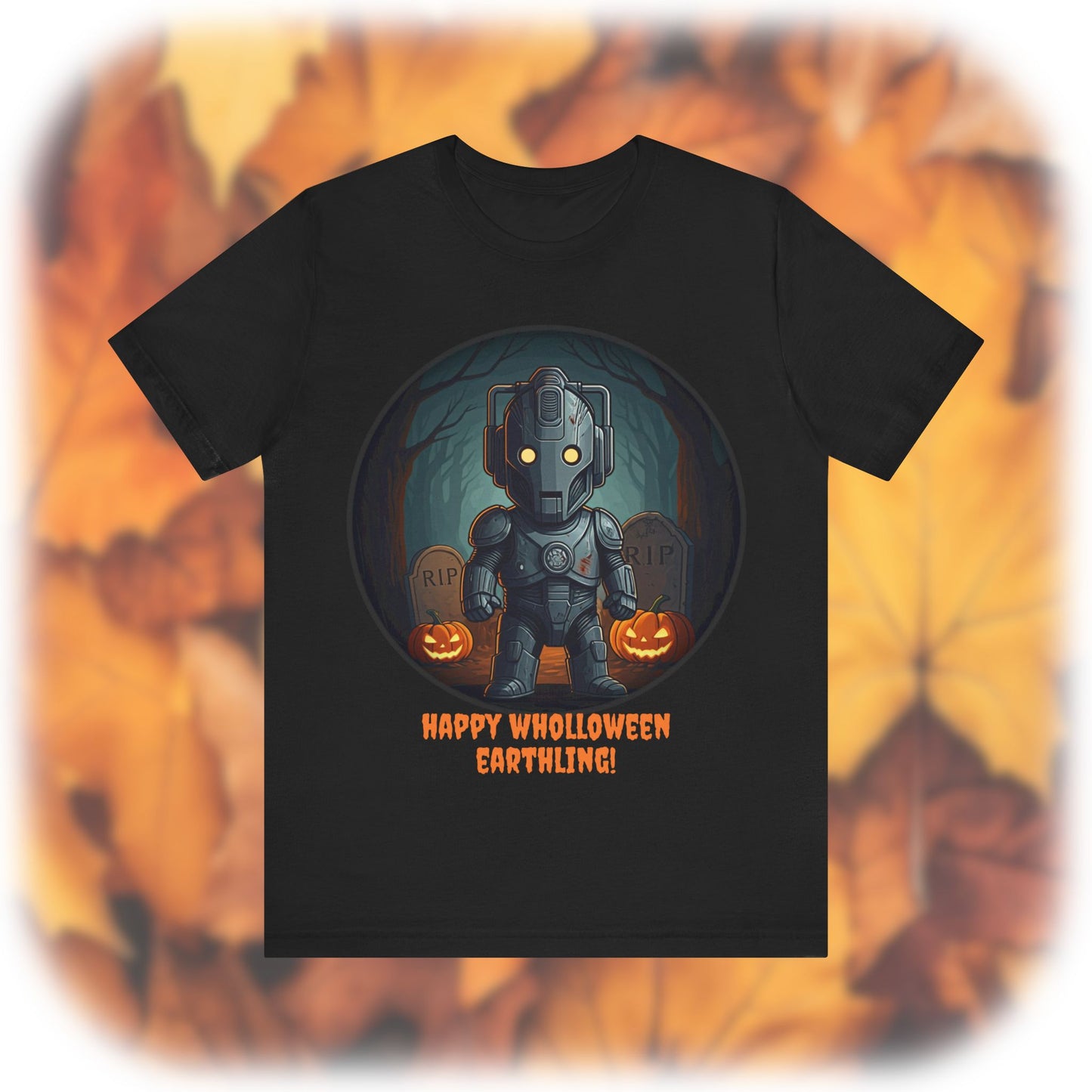 Cute Cyber Kid Wholloween T-shirt with pumpkins*