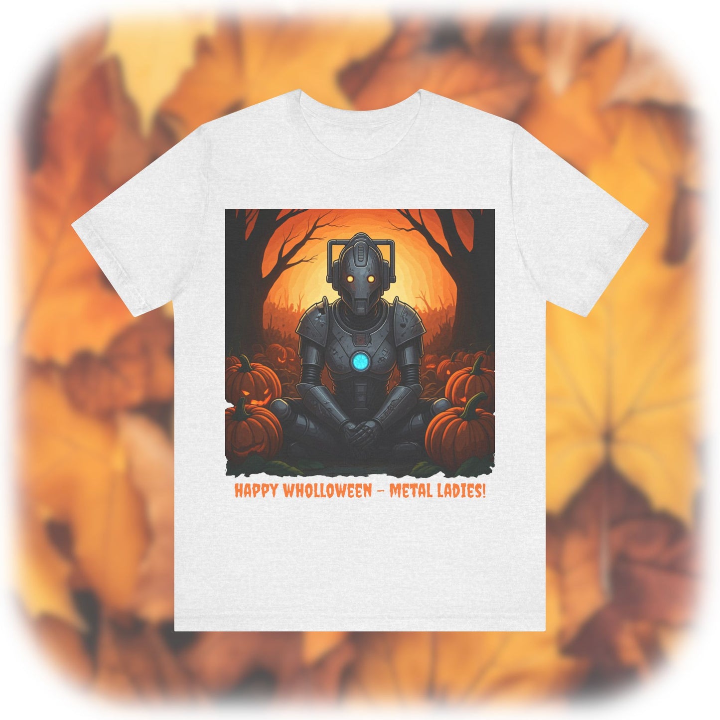 Cyber Woman getting her Wholloween chill-on with pumpkins T-shirt