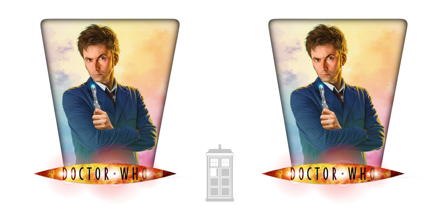 10th & 14th Doctor (David Tennant) and Doctor Who logo mug.