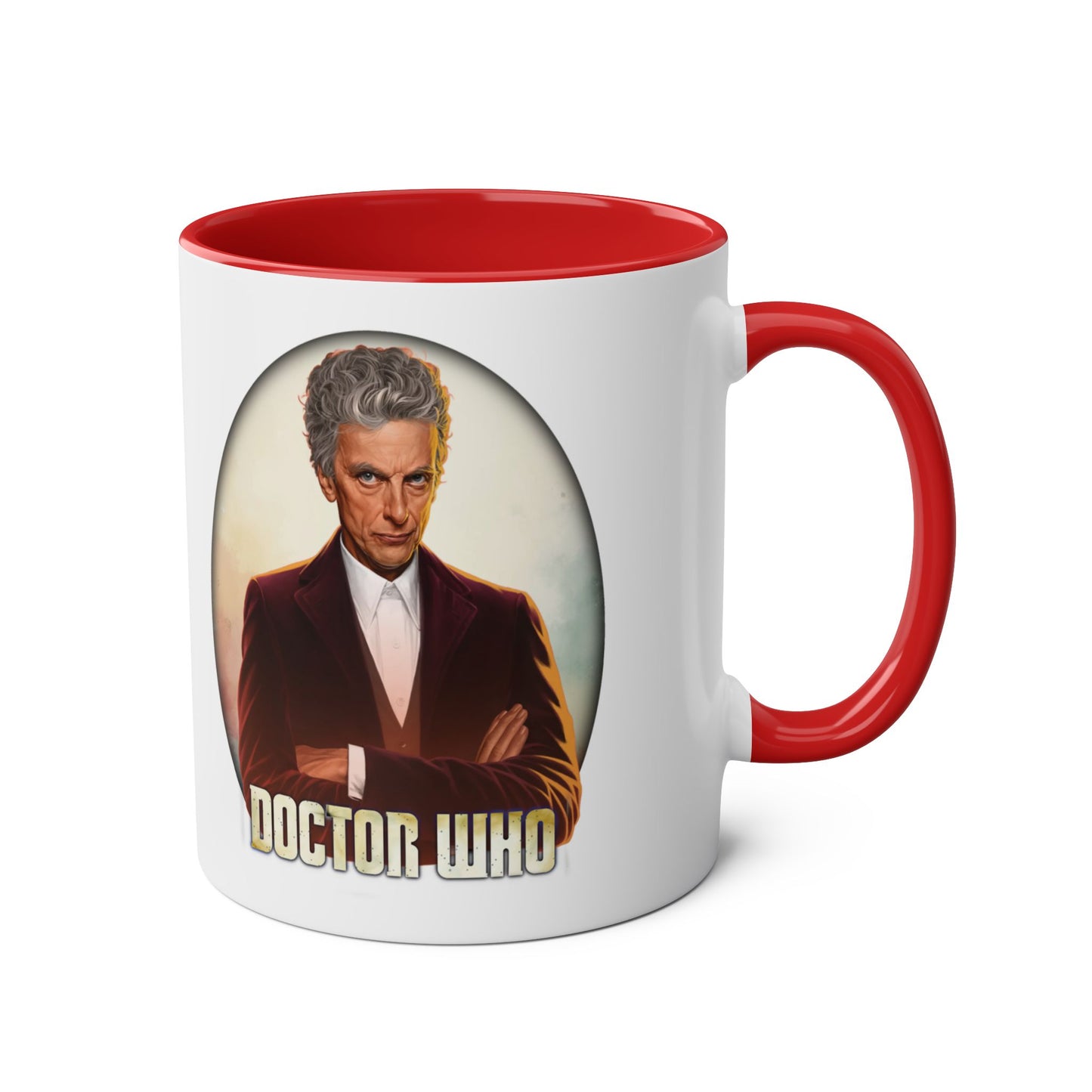 12th Doctor (Peter Capaldi) and Doctor Who logo mug.