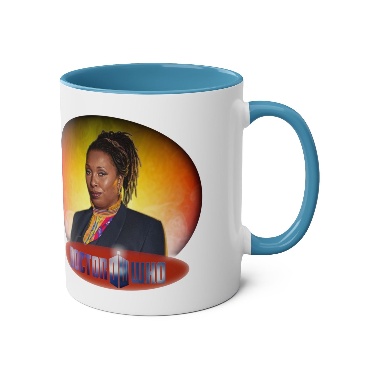 The Fugitive Doctor (Jo Martin) and Doctor Who logo mug.