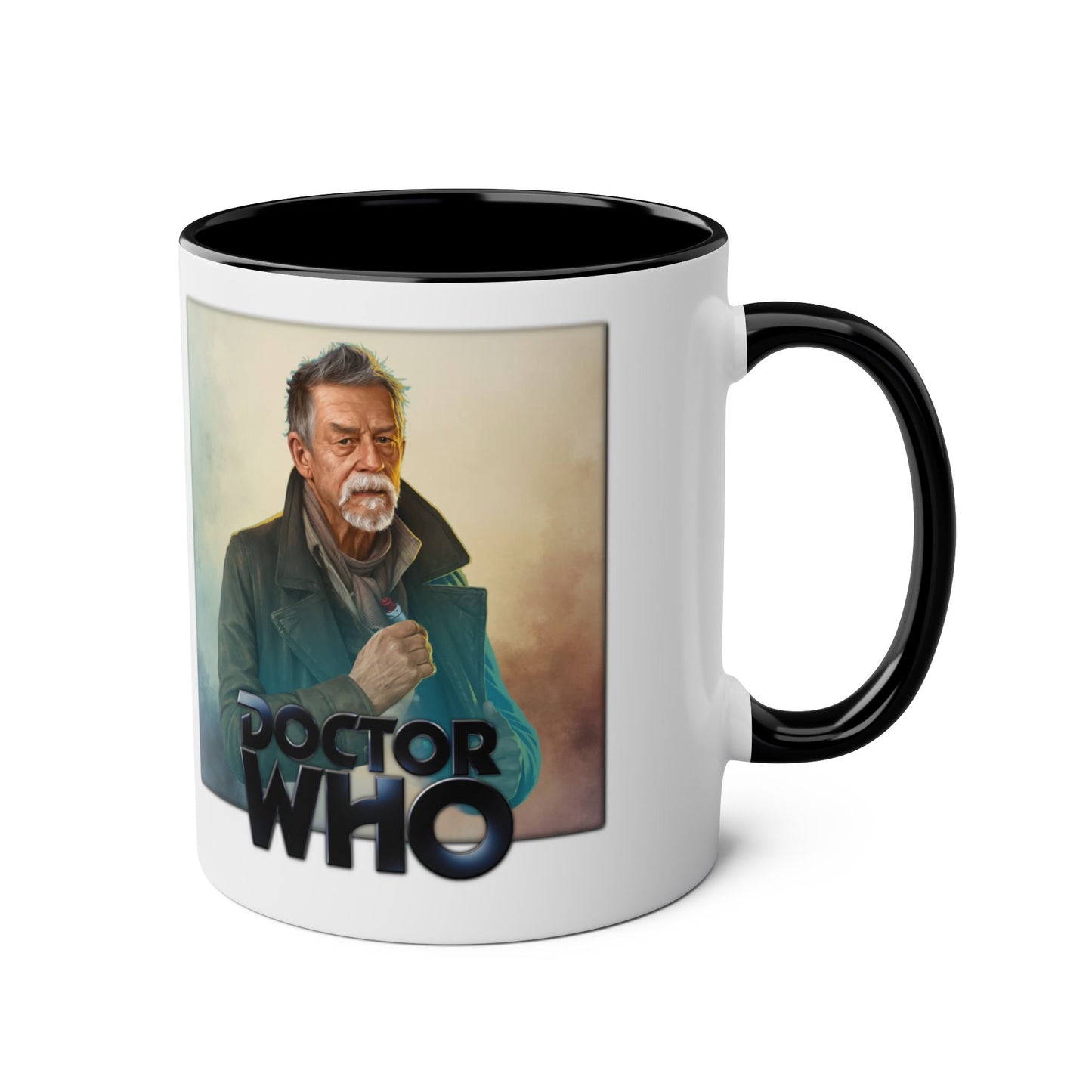 The War Doctor (John Hurt) and Doctor Who logo mug.