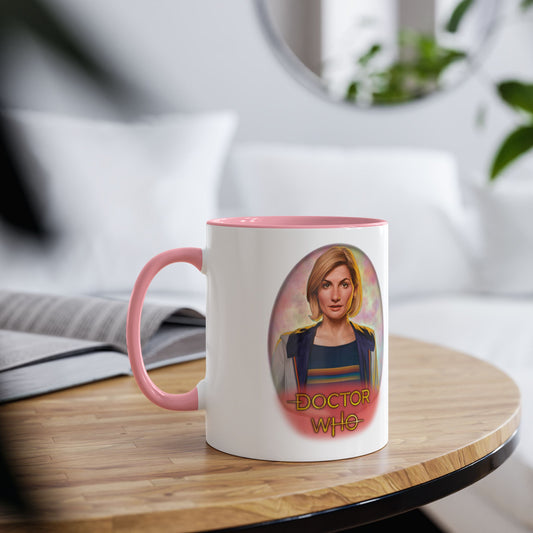 13th Doctor (Jodie Whittaker) and Doctor Who logo mug.