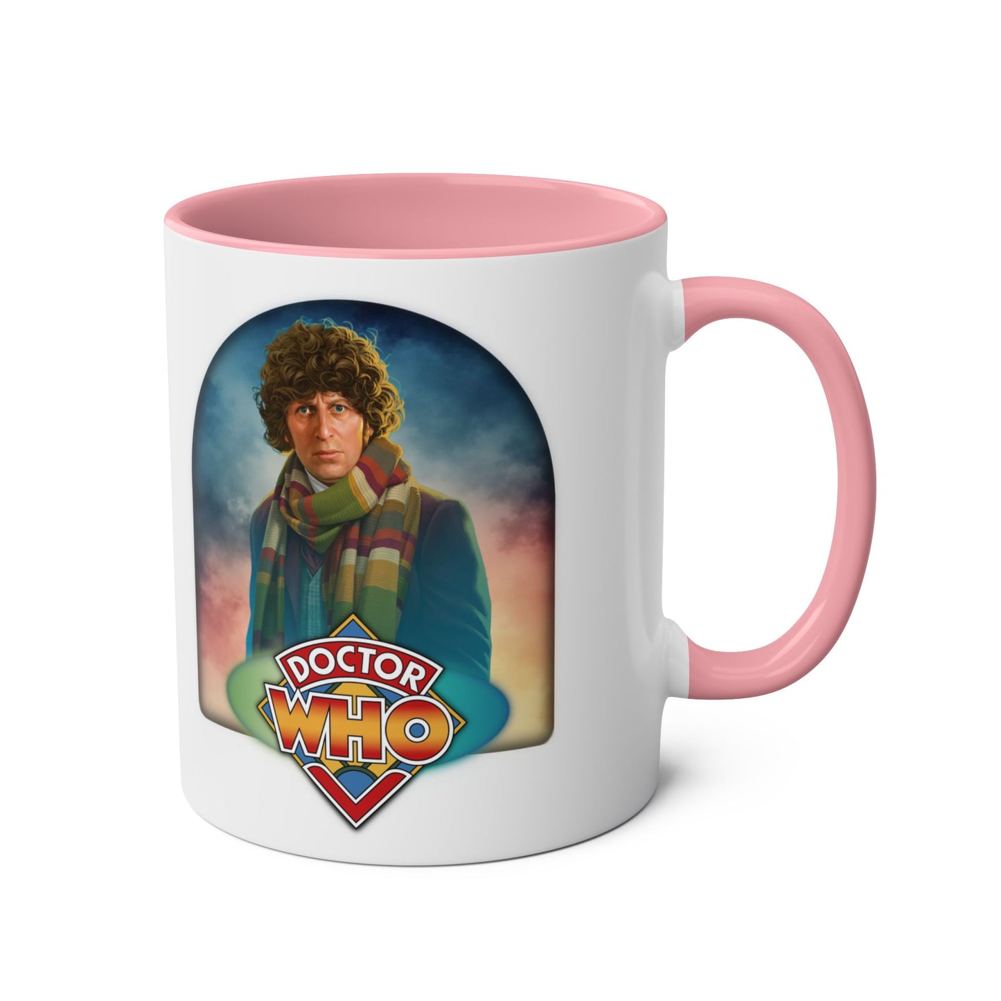 4th Doctor (Tom Baker) and Doctor Who logo mug.