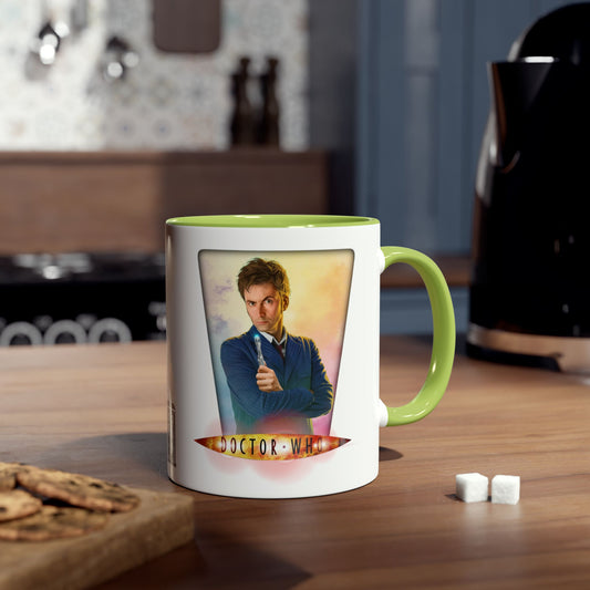 10th & 14th Doctor (David Tennant) and Doctor Who logo mug.