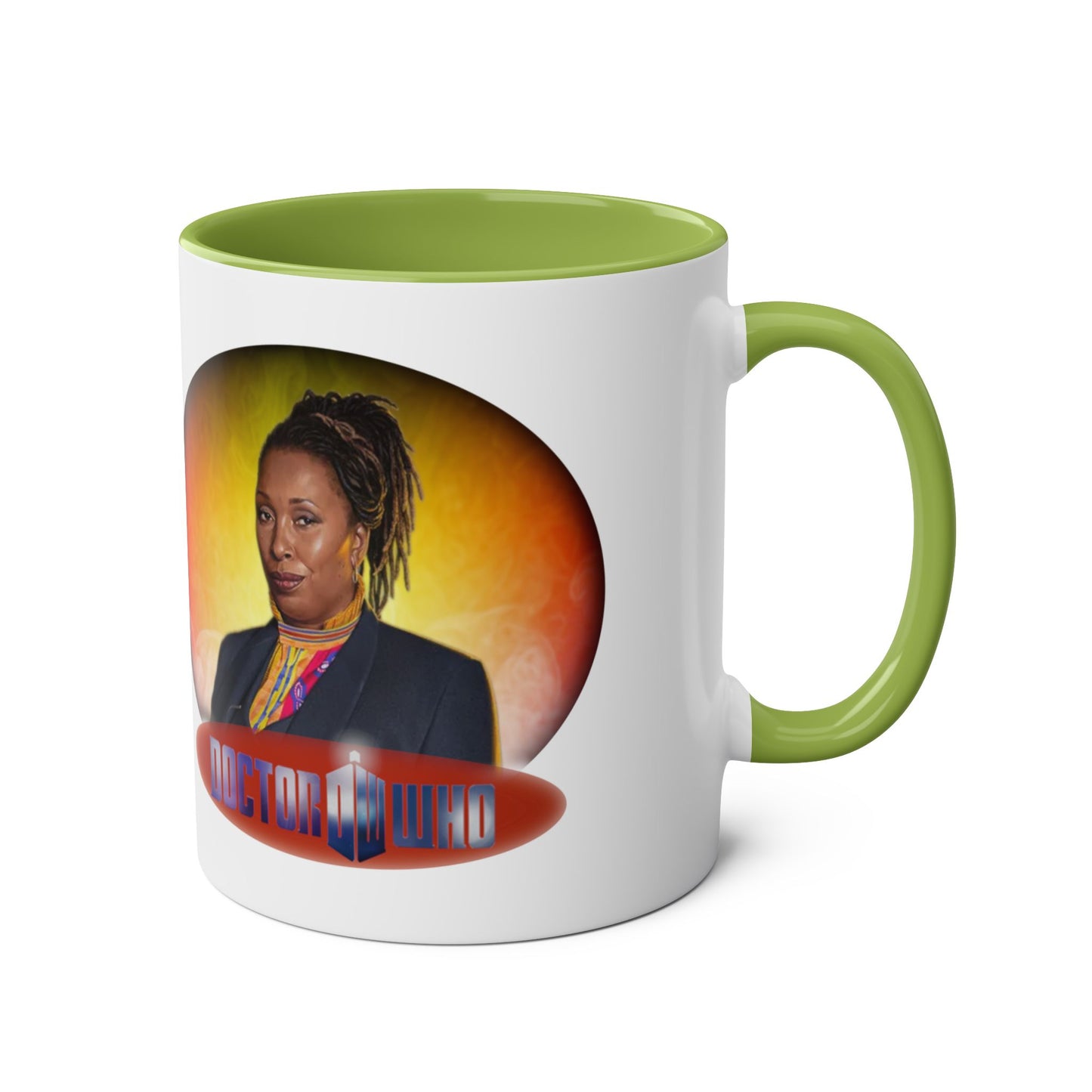 The Fugitive Doctor (Jo Martin) and Doctor Who logo mug.