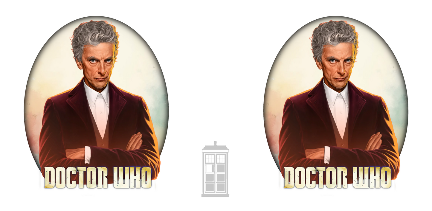 12th Doctor (Peter Capaldi) and Doctor Who logo mug.