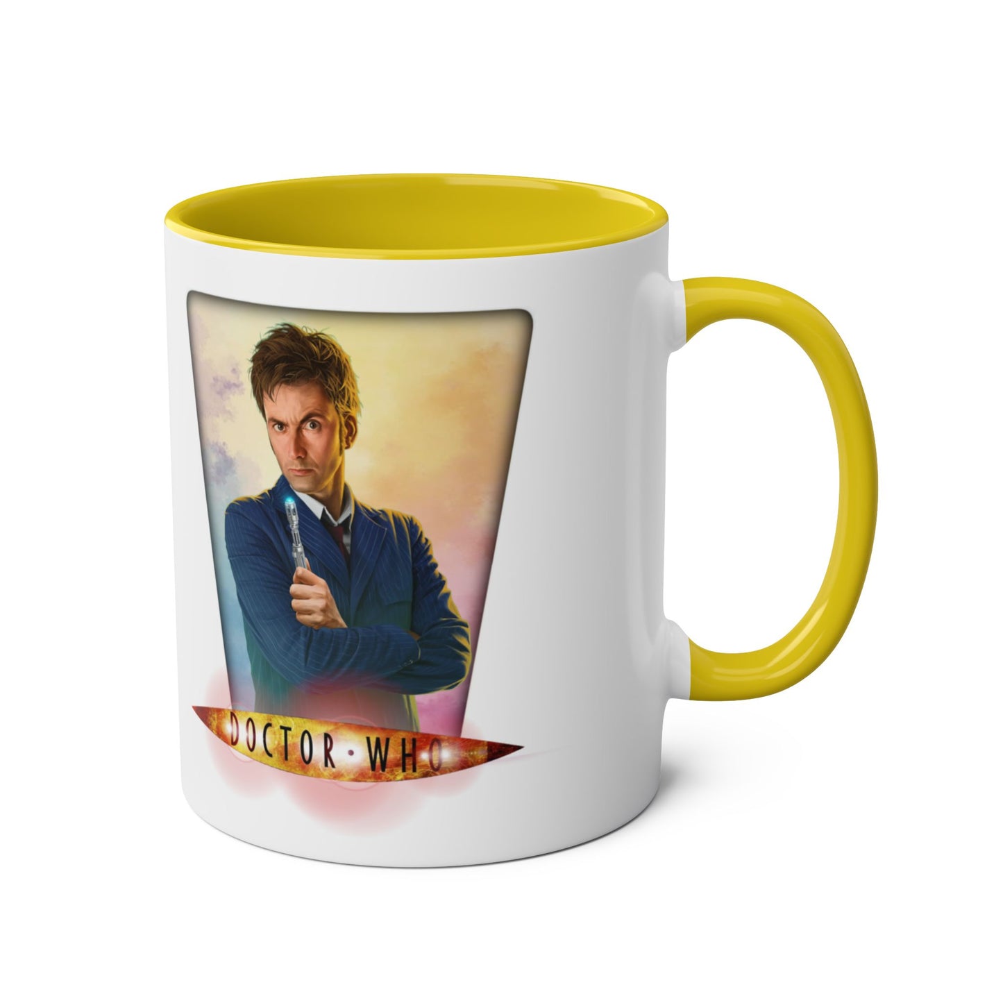 10th & 14th Doctor (David Tennant) and Doctor Who logo mug.