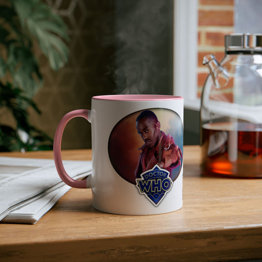 15th Doctor (Ncuti Gatwa) and Doctor Who logo mug.