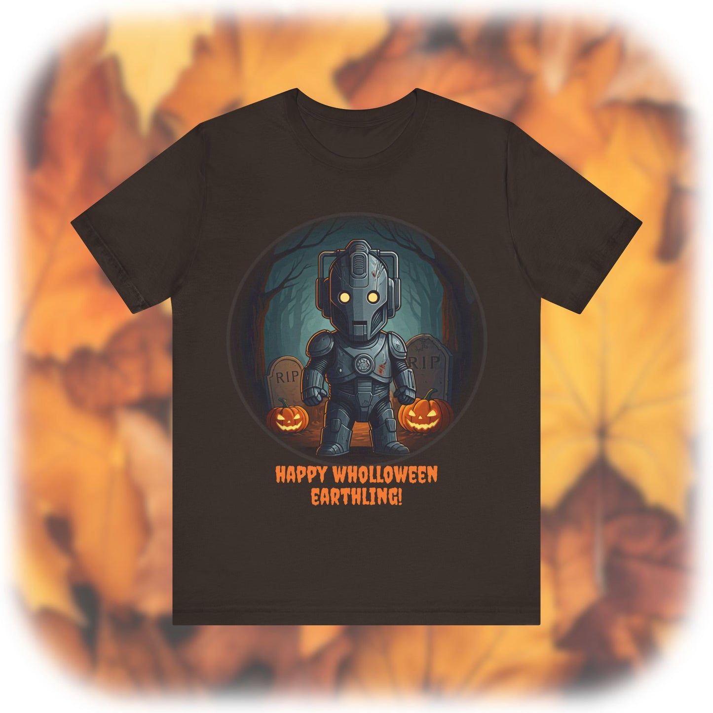 Cute Cyber Kid Wholloween T-shirt with pumpkins*