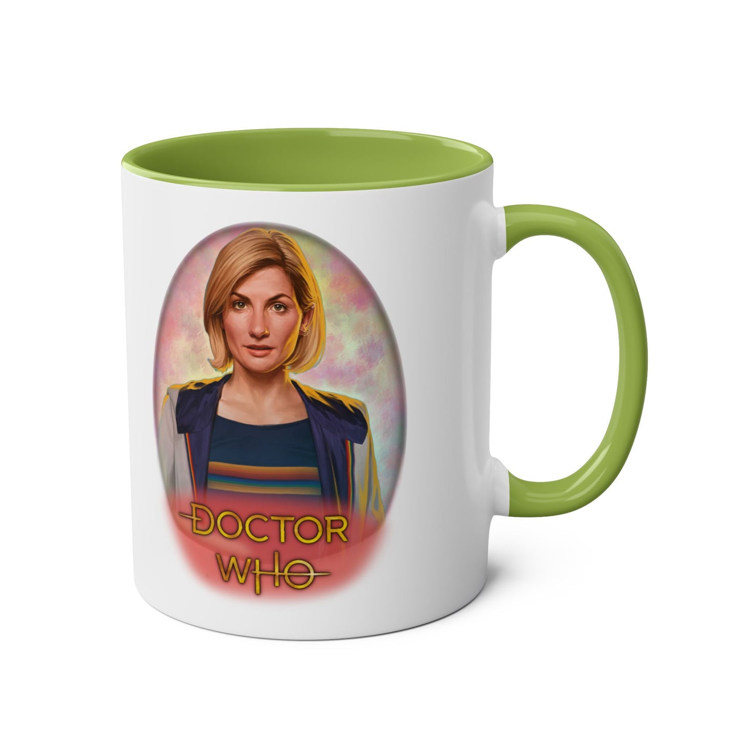 13th Doctor (Jodie Whittaker) and Doctor Who logo mug.