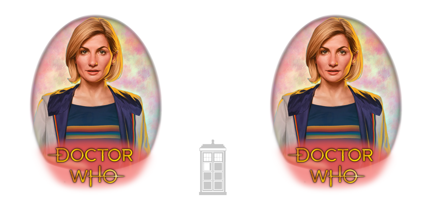 13th Doctor (Jodie Whittaker) and Doctor Who logo mug.