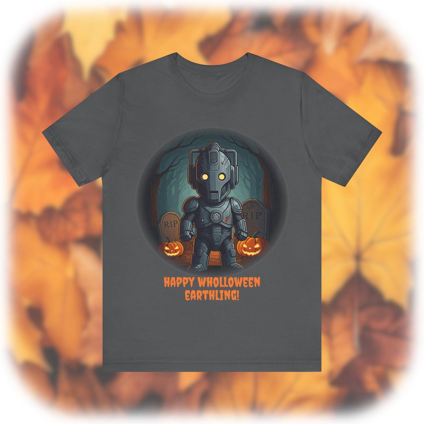 Cute Cyber Kid Wholloween T-shirt with pumpkins*