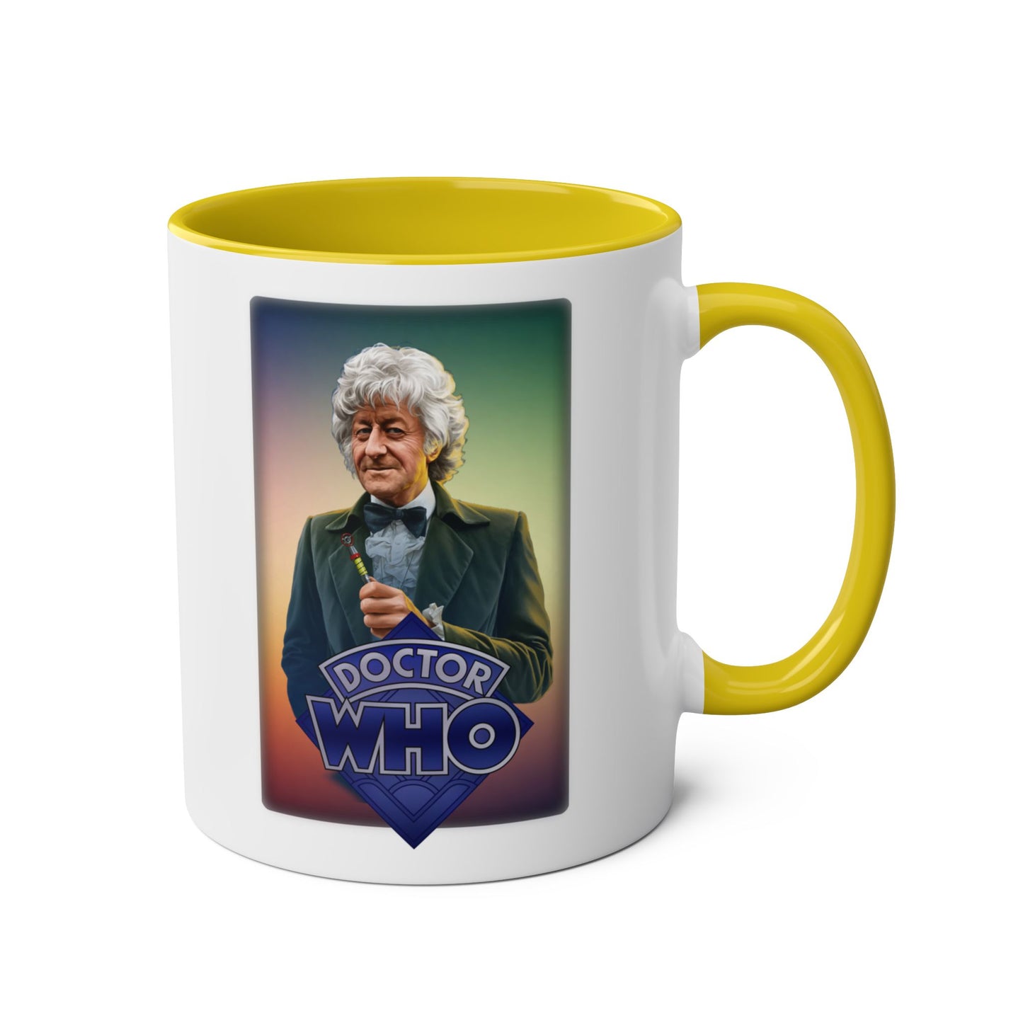 3rd Doctor (John Pertwee) and Doctor Who logo mug.