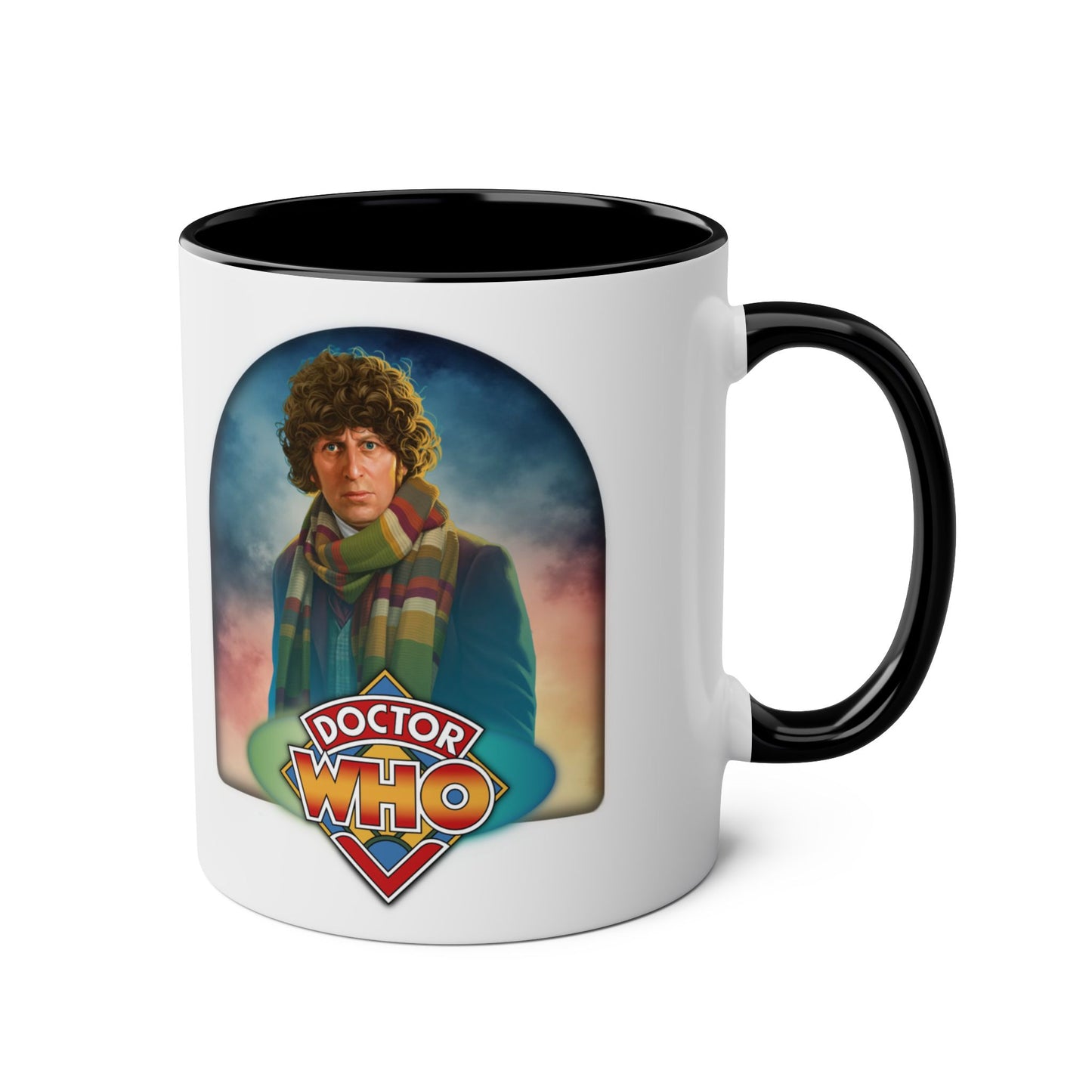 4th Doctor (Tom Baker) and Doctor Who logo mug.