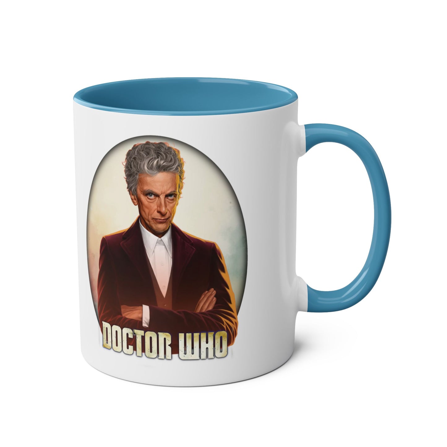 12th Doctor (Peter Capaldi) and Doctor Who logo mug.