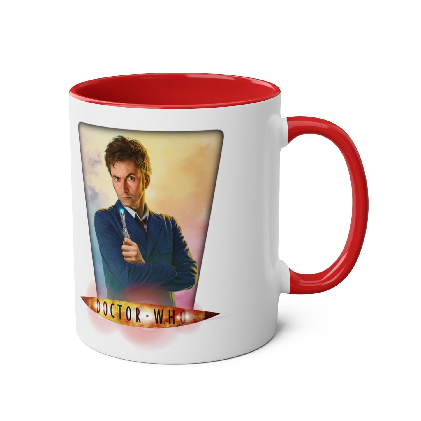 10th & 14th Doctor (David Tennant) and Doctor Who logo mug.