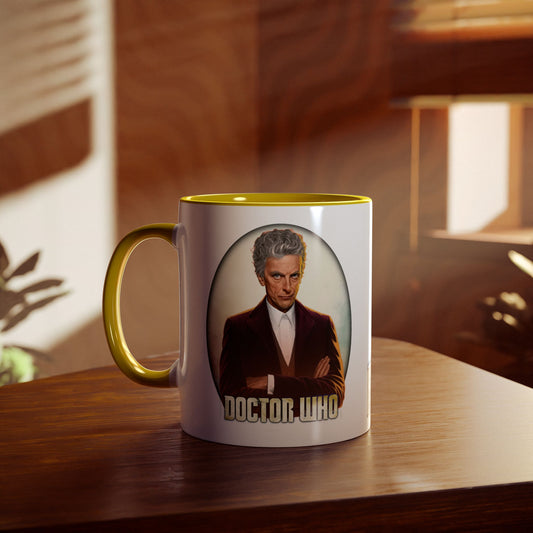 12th Doctor (Peter Capaldi) and Doctor Who logo mug.