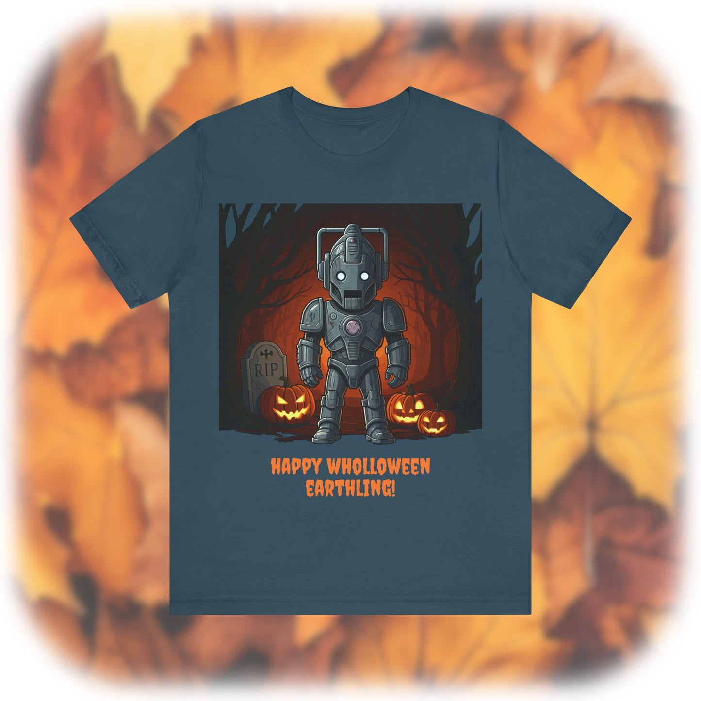 Slightly bigger Cute Cyber Kid Wholloween T-shirt with pumpkins*