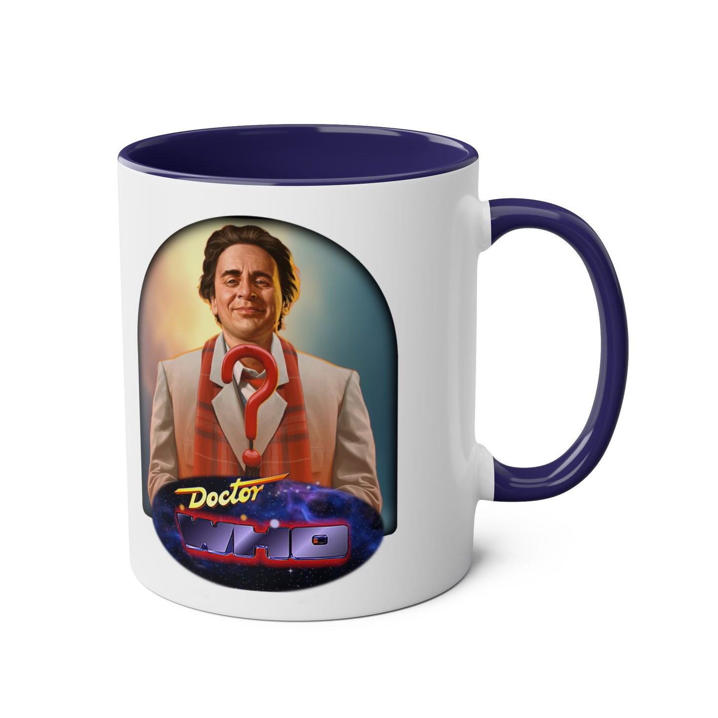 7th Doctor (Sylvester McCoy) and Doctor Who logo mug.