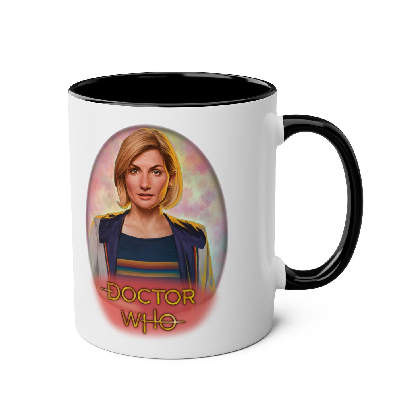 13th Doctor (Jodie Whittaker) and Doctor Who logo mug.