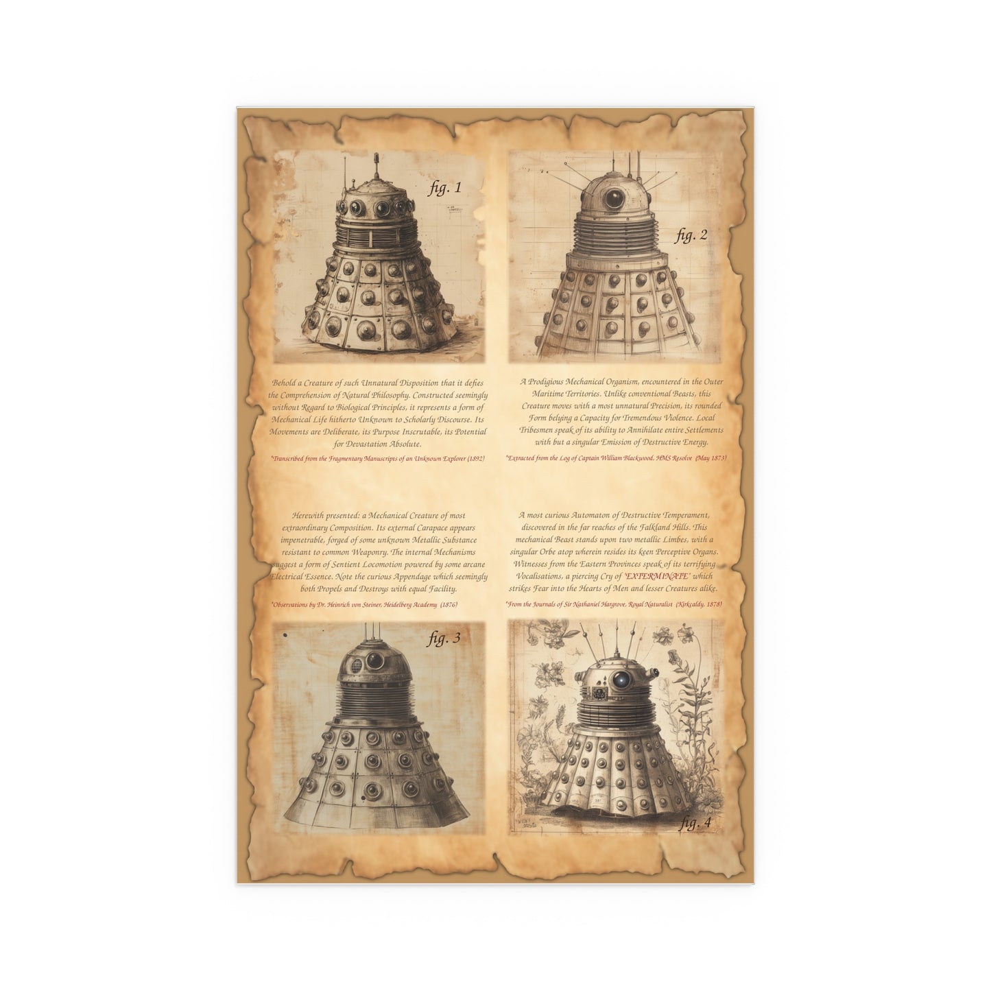 19th Century Zoological Print of Daleks