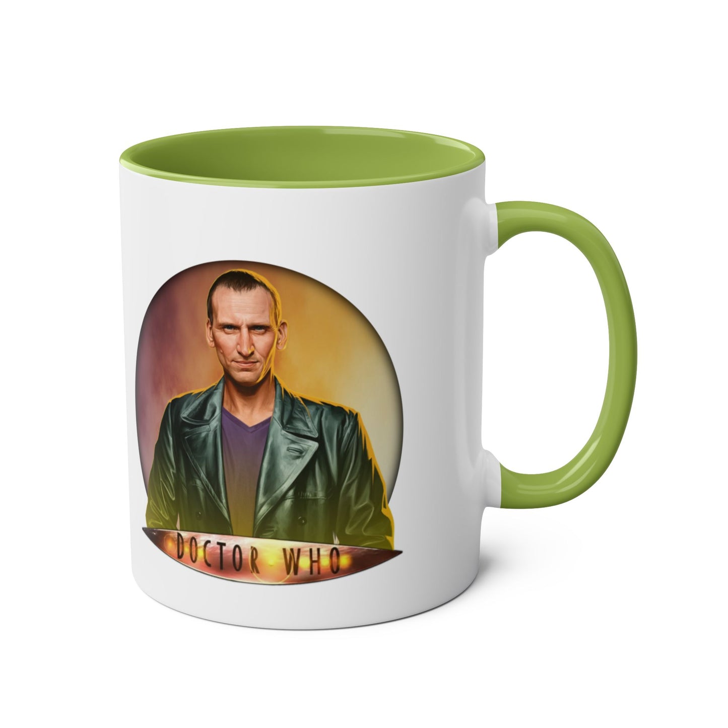 9th Doctor (Christopher Eccleston) and Doctor Who logo mug.