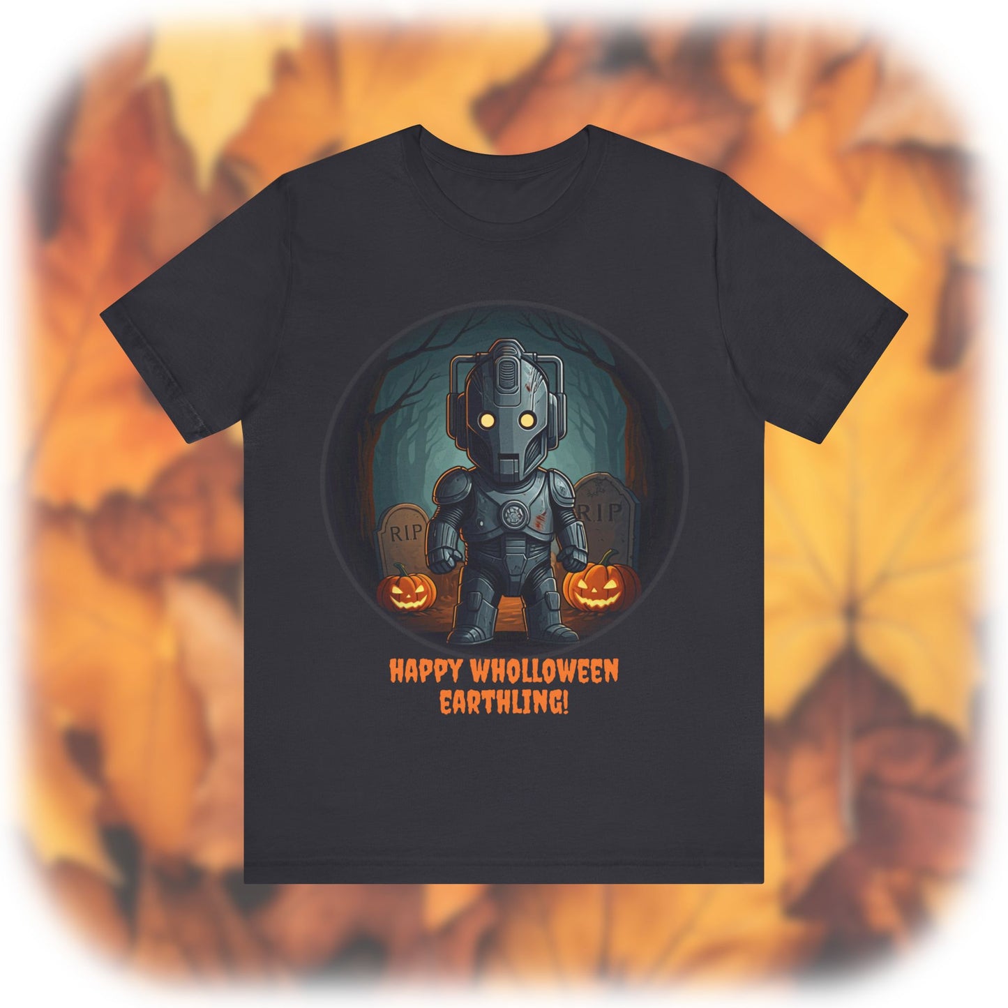 Cute Cyber Kid Wholloween T-shirt with pumpkins*