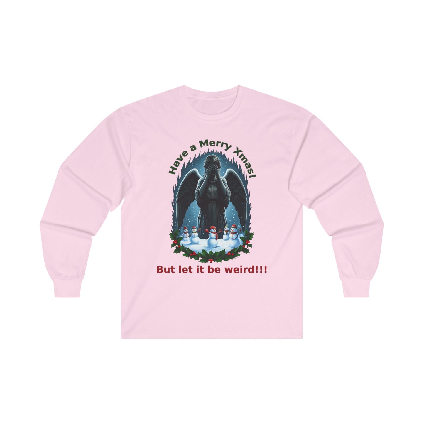 Have a weird Xmas! Weeping Angel Long Sleeve T-shirt with some cute Snowmen