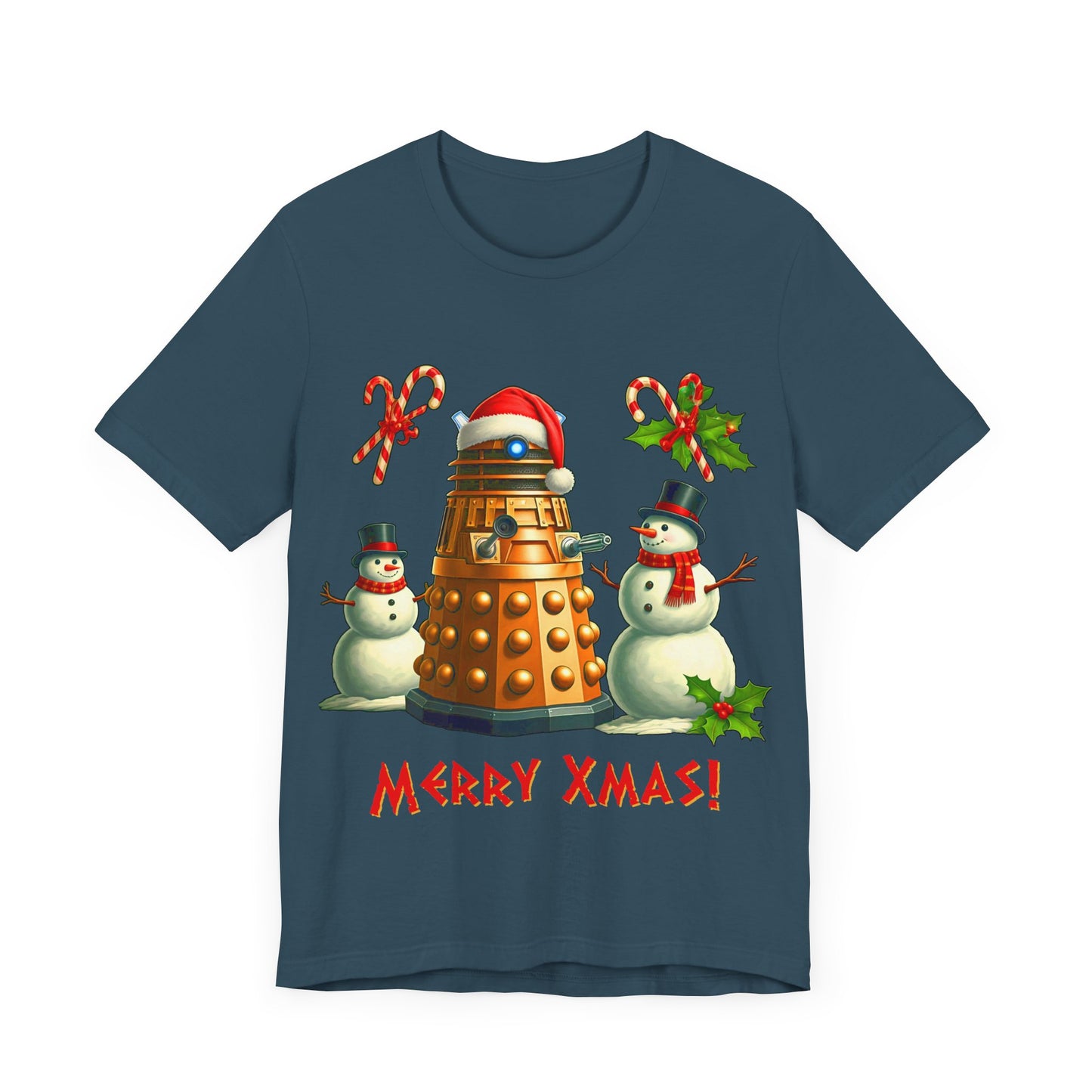 Dalek posing with Snowmen - Heavy Cotton T-shirt