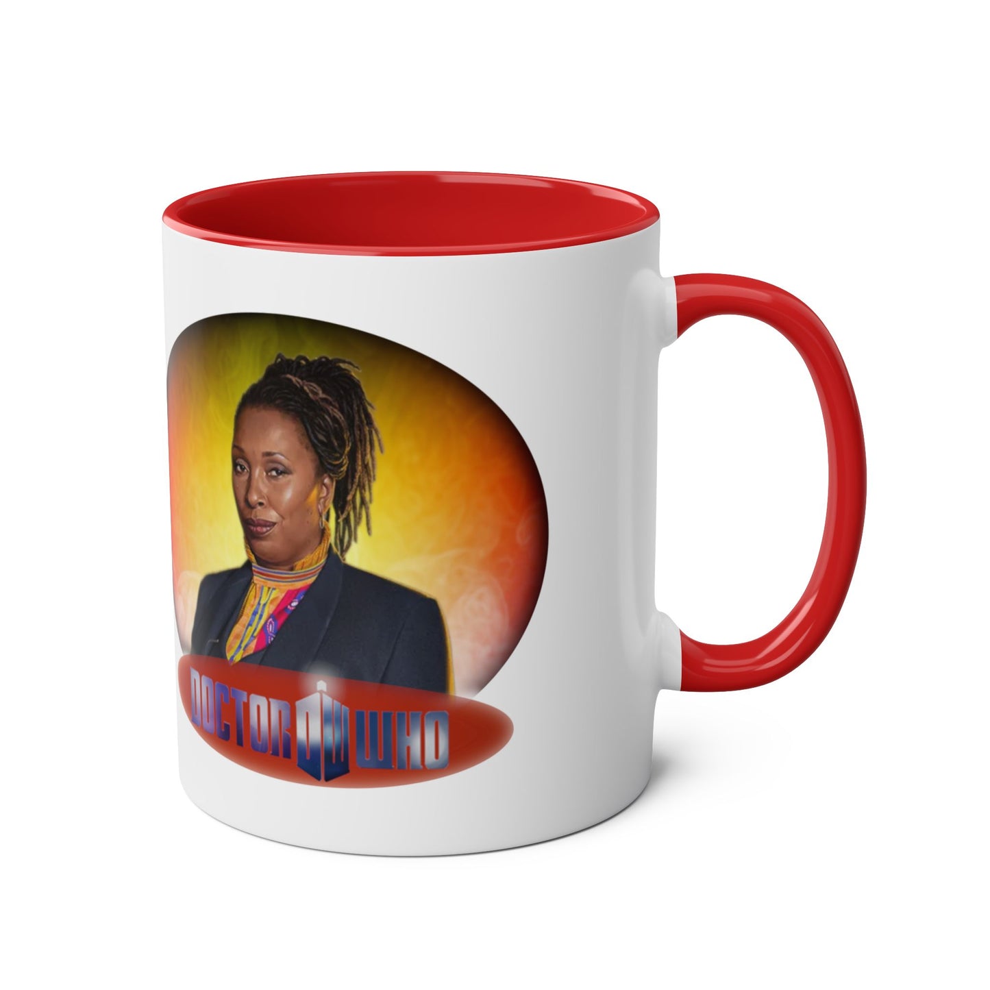 The Fugitive Doctor (Jo Martin) and Doctor Who logo mug.