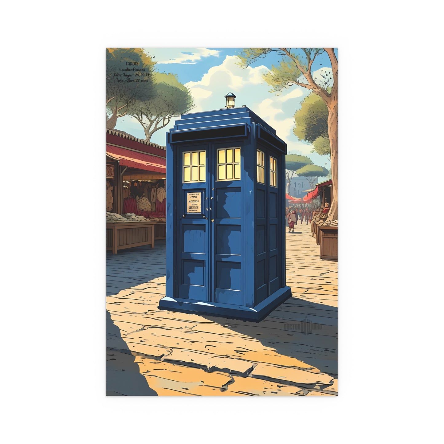 The TARDIS in history. Location: Pompeii, Date: August 24, 79 CE