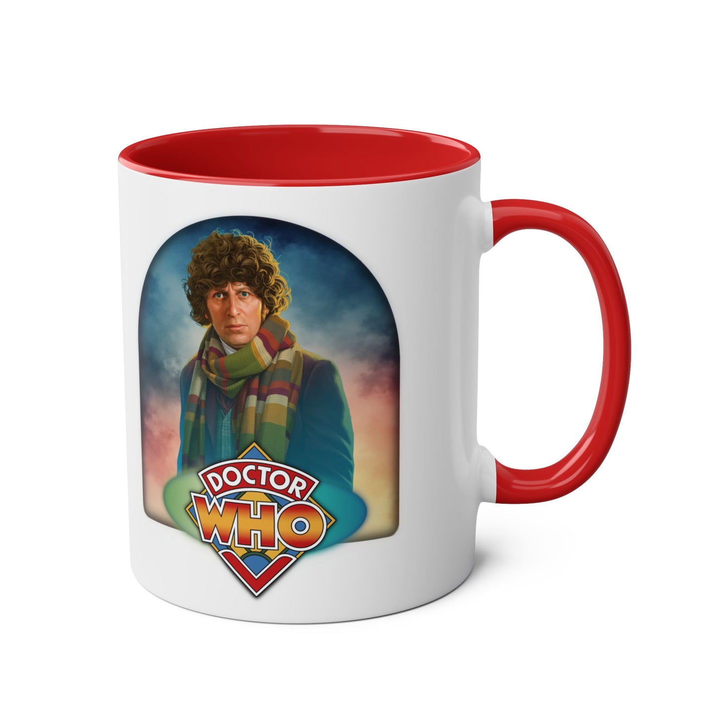 4th Doctor (Tom Baker) and Doctor Who logo mug.