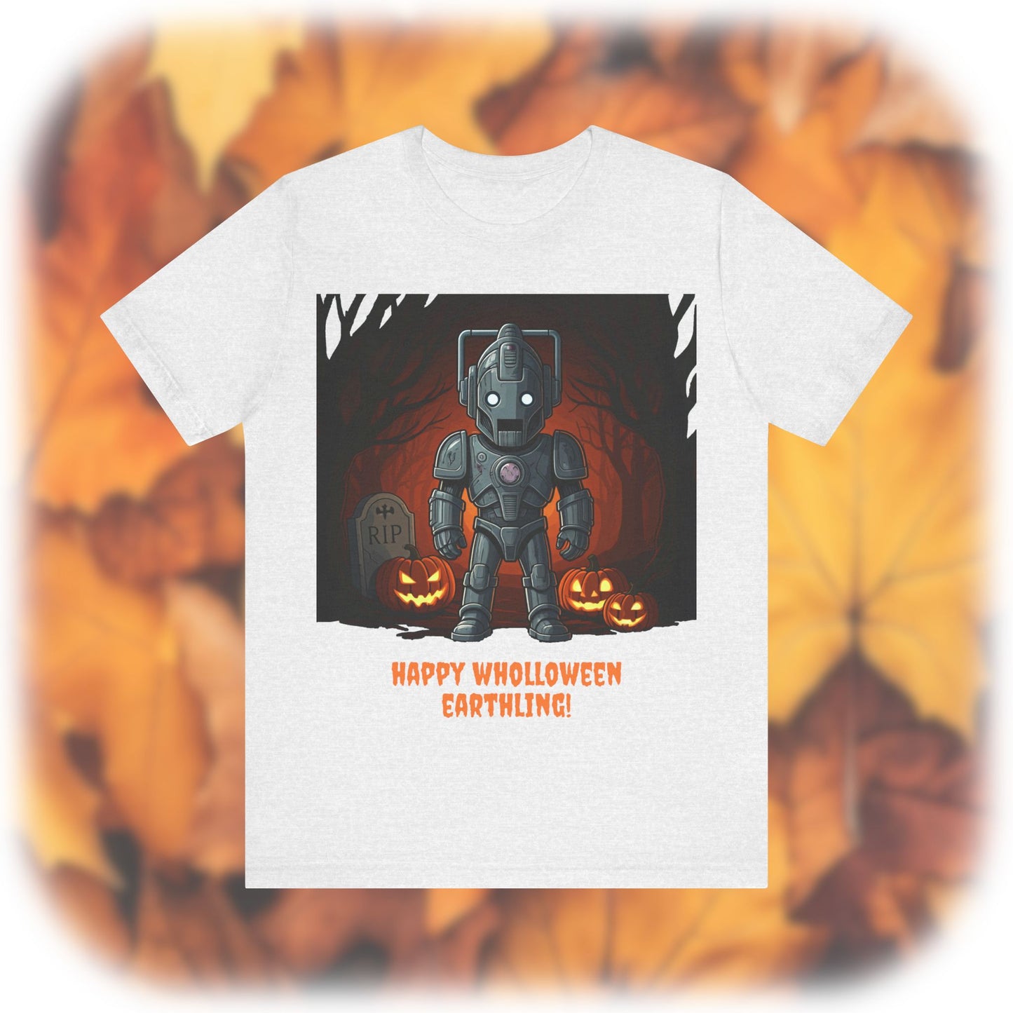 Slightly bigger Cute Cyber Kid Wholloween T-shirt with pumpkins*