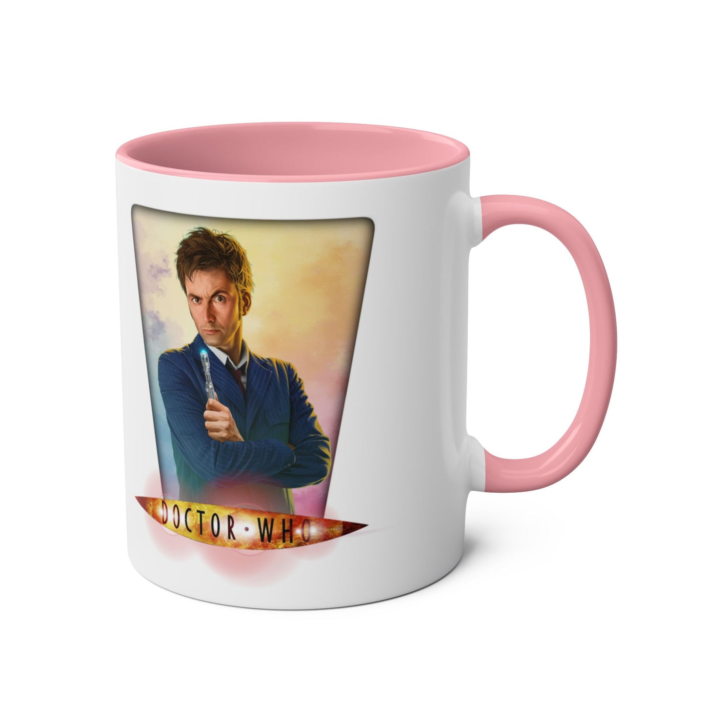 10th & 14th Doctor (David Tennant) and Doctor Who logo mug.