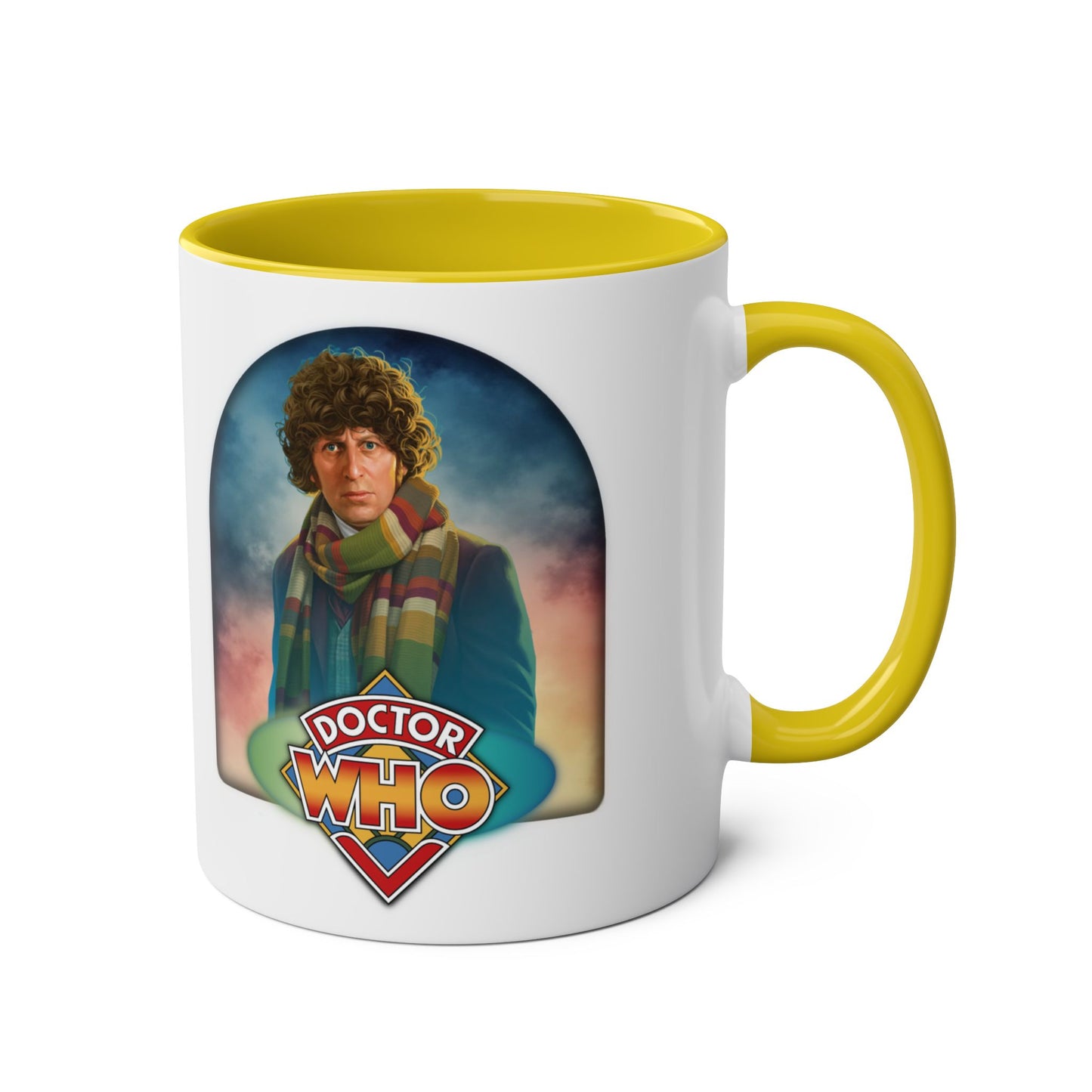 4th Doctor (Tom Baker) and Doctor Who logo mug.