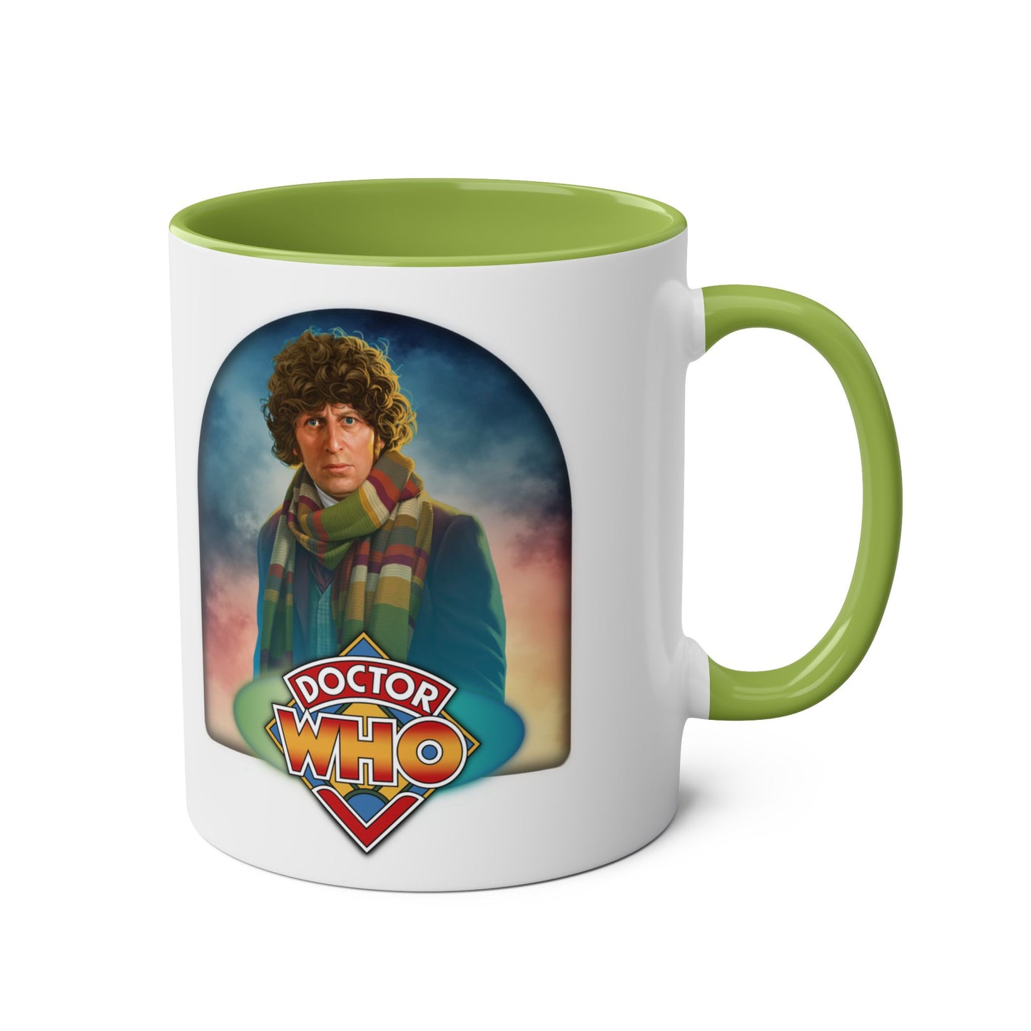 4th Doctor (Tom Baker) and Doctor Who logo mug.