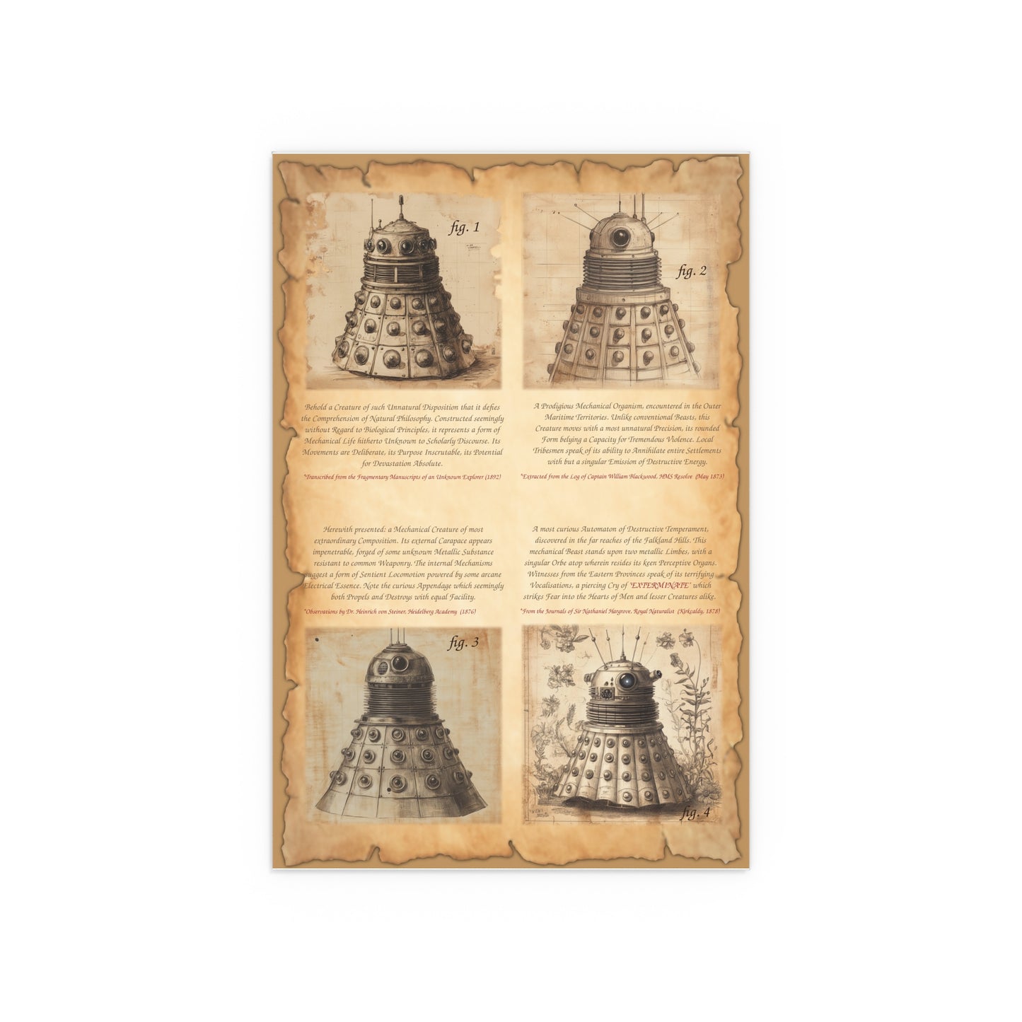 19th Century Zoological Print of Daleks