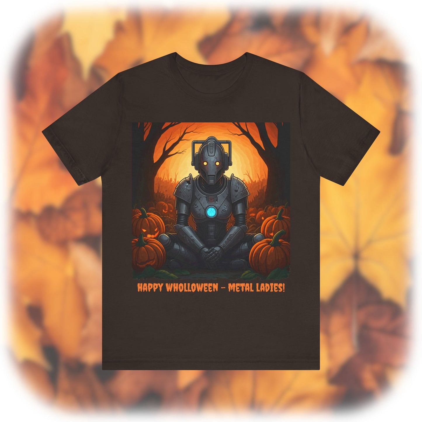 Cyber Woman getting her Wholloween chill-on with pumpkins T-shirt