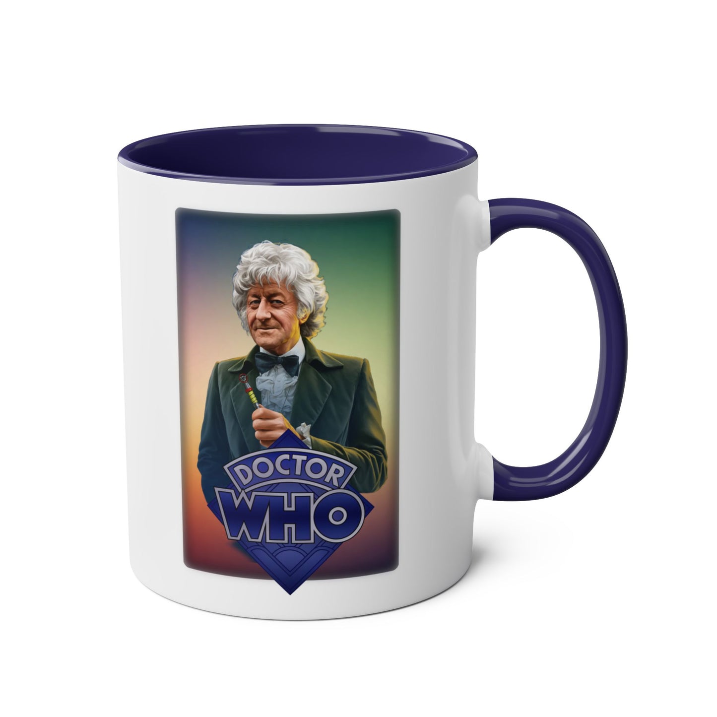 3rd Doctor (John Pertwee) and Doctor Who logo mug.