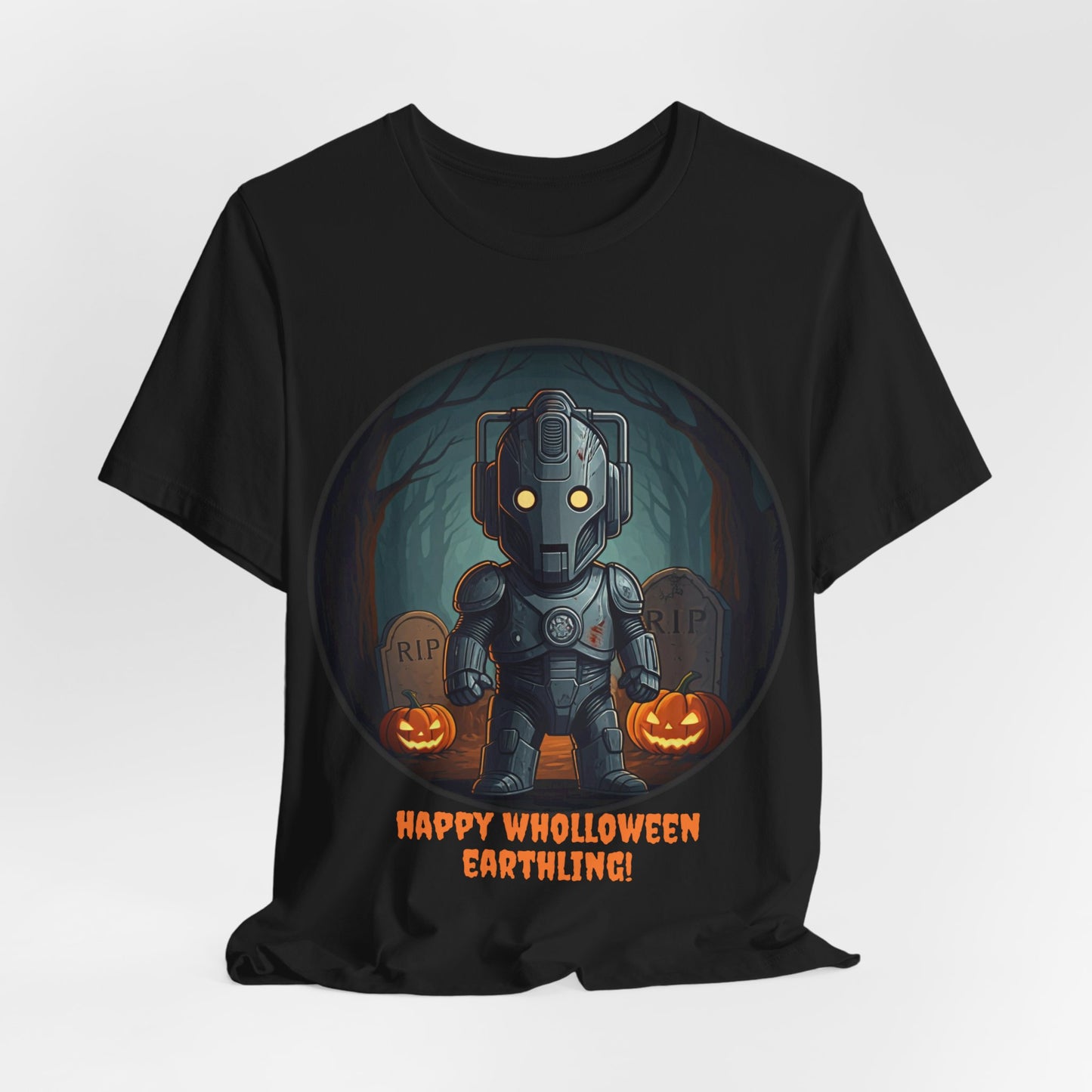 Cute Cyber Kid Wholloween T-shirt with pumpkins*