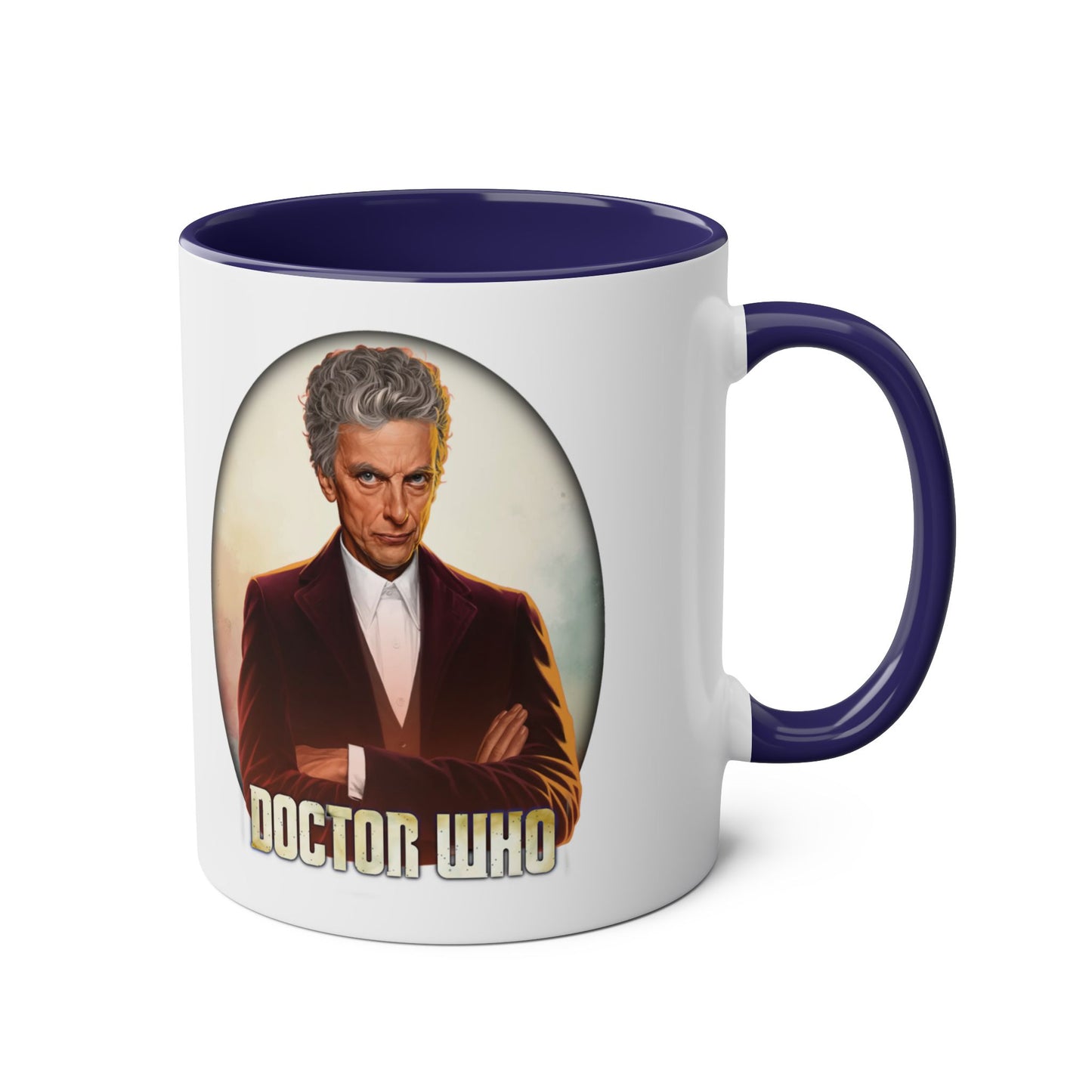 12th Doctor (Peter Capaldi) and Doctor Who logo mug.