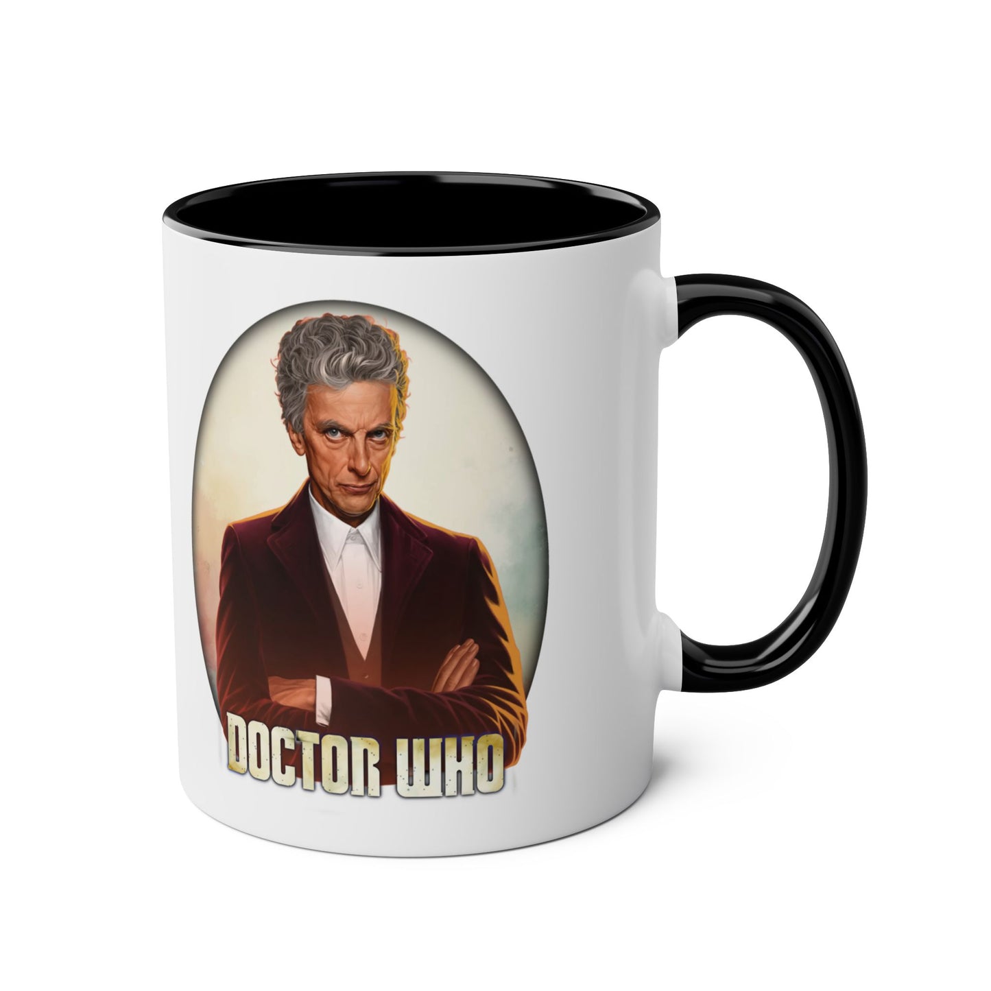 12th Doctor (Peter Capaldi) and Doctor Who logo mug.