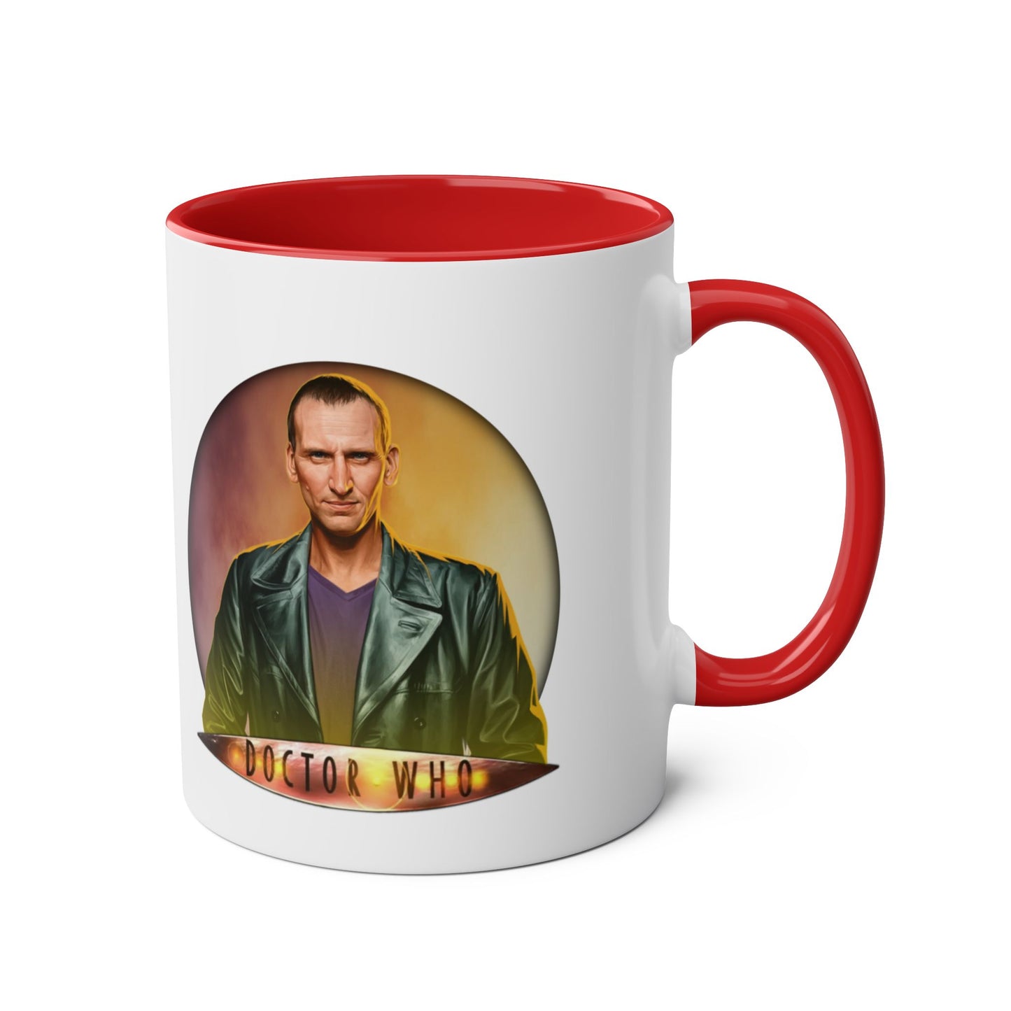 9th Doctor (Christopher Eccleston) and Doctor Who logo mug.