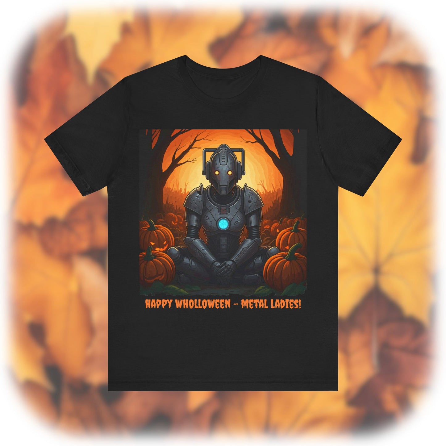 Cyber Woman getting her Wholloween chill-on with pumpkins T-shirt