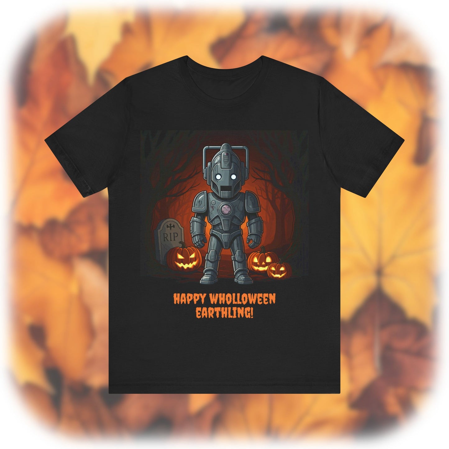 Slightly bigger Cute Cyber Kid Wholloween T-shirt with pumpkins*