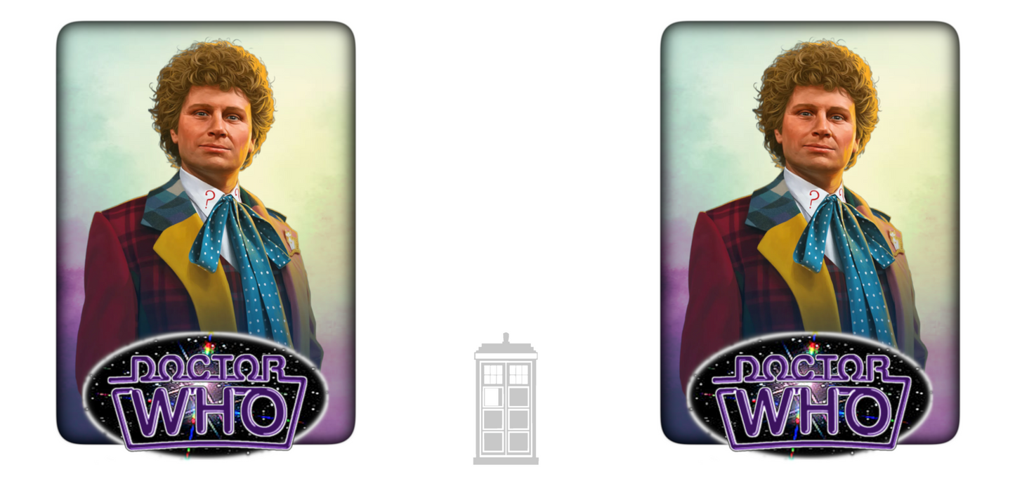 6th Doctor (Colin Baker) and Doctor Who logo mug.