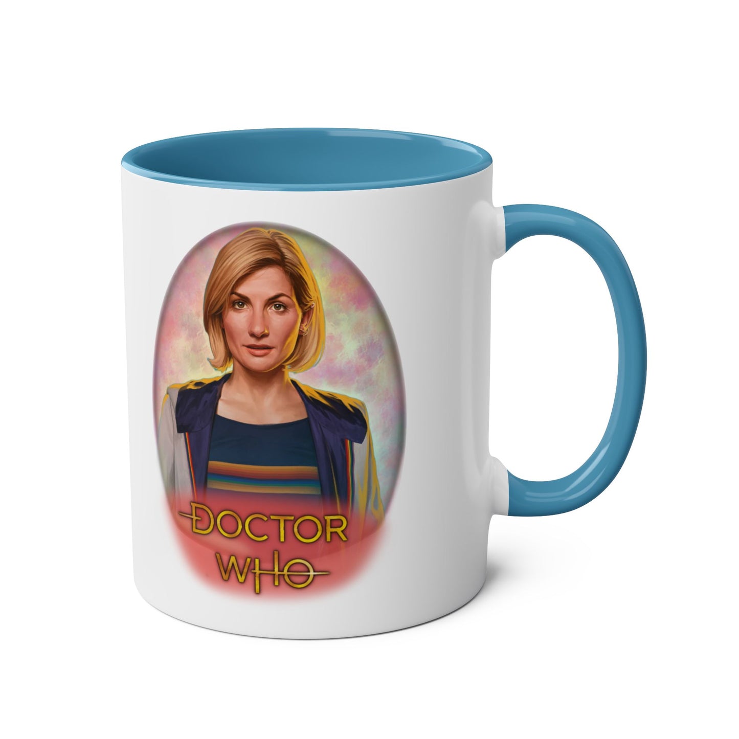 13th Doctor (Jodie Whittaker) and Doctor Who logo mug.