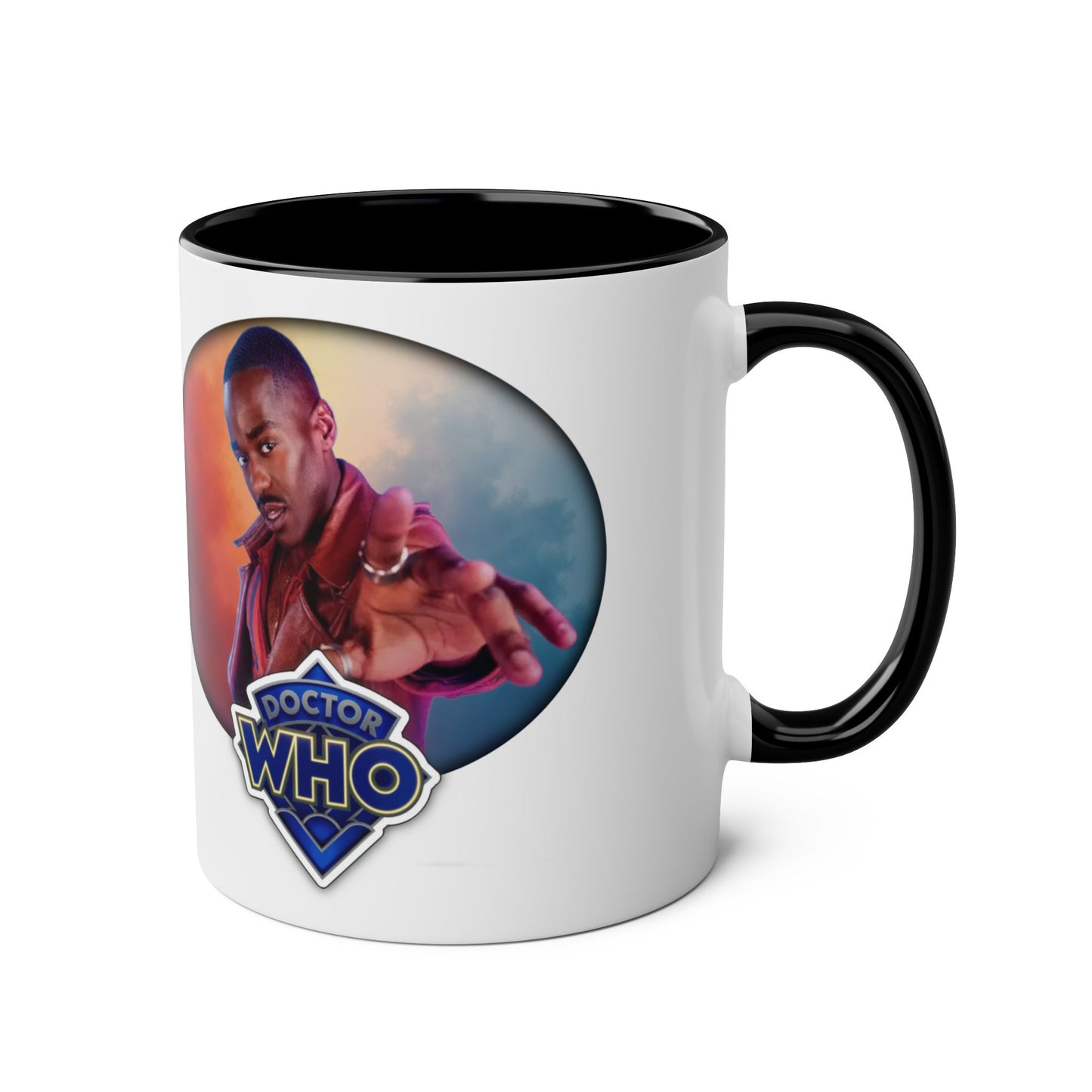 15th Doctor (Ncuti Gatwa) and Doctor Who logo mug.