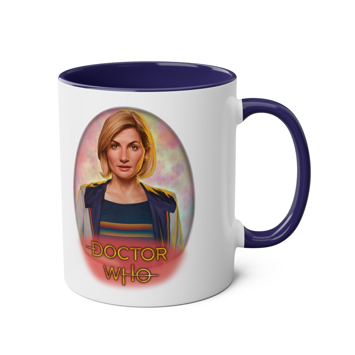 13th Doctor (Jodie Whittaker) and Doctor Who logo mug.